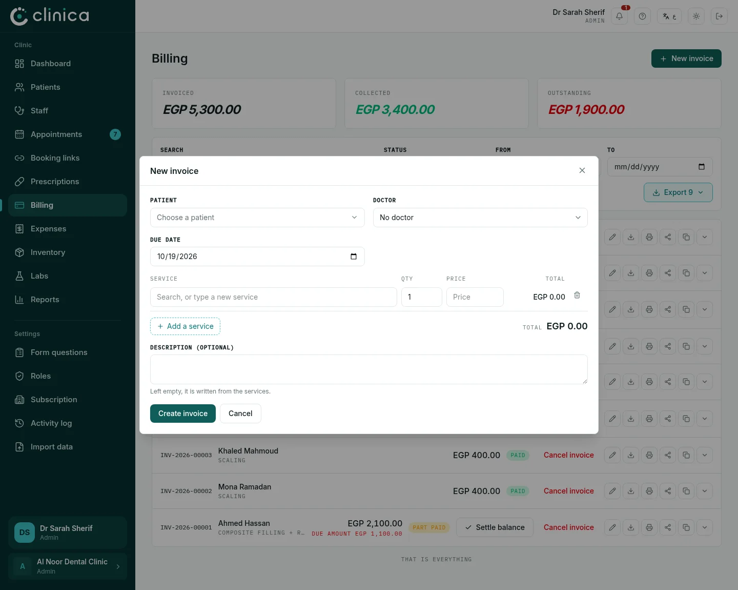 Create an invoice