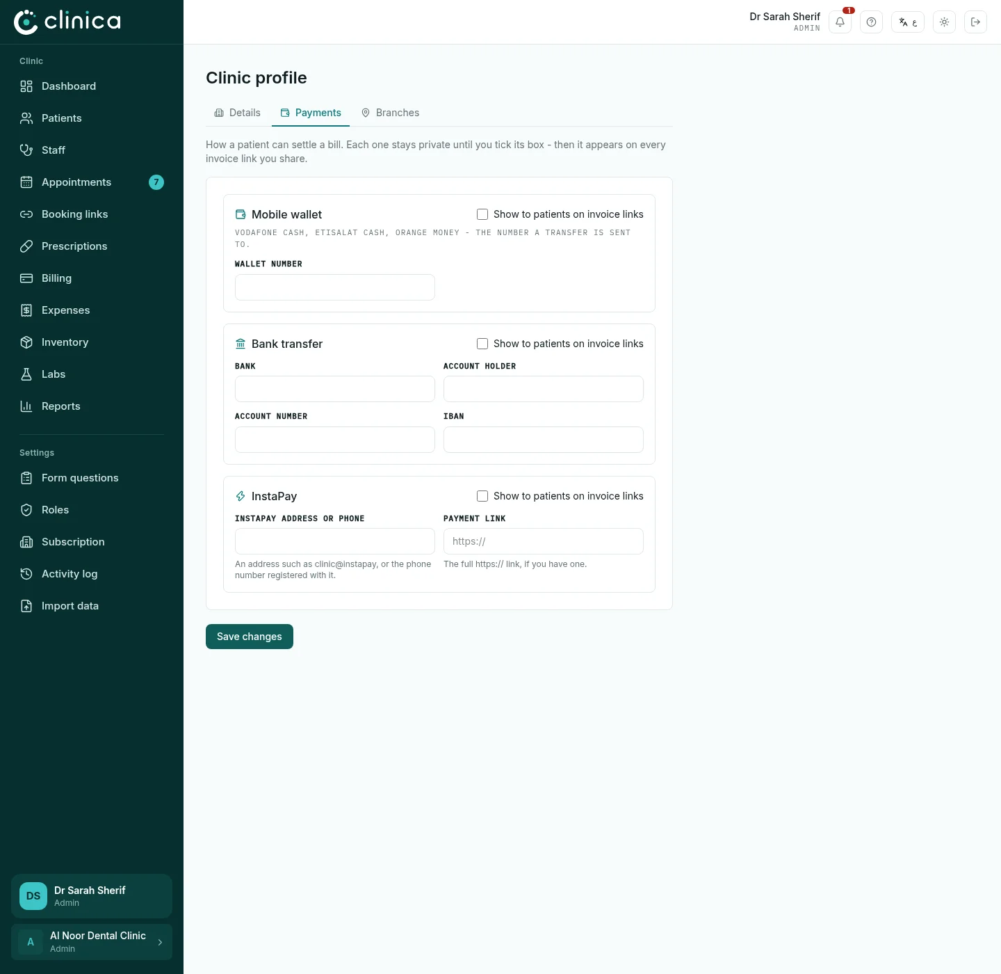 Payment methods