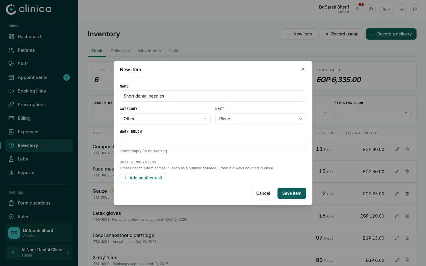 Add an item