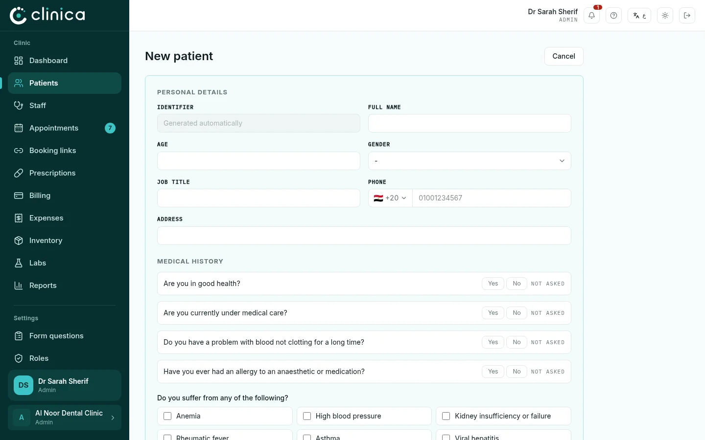Fill in the personal details