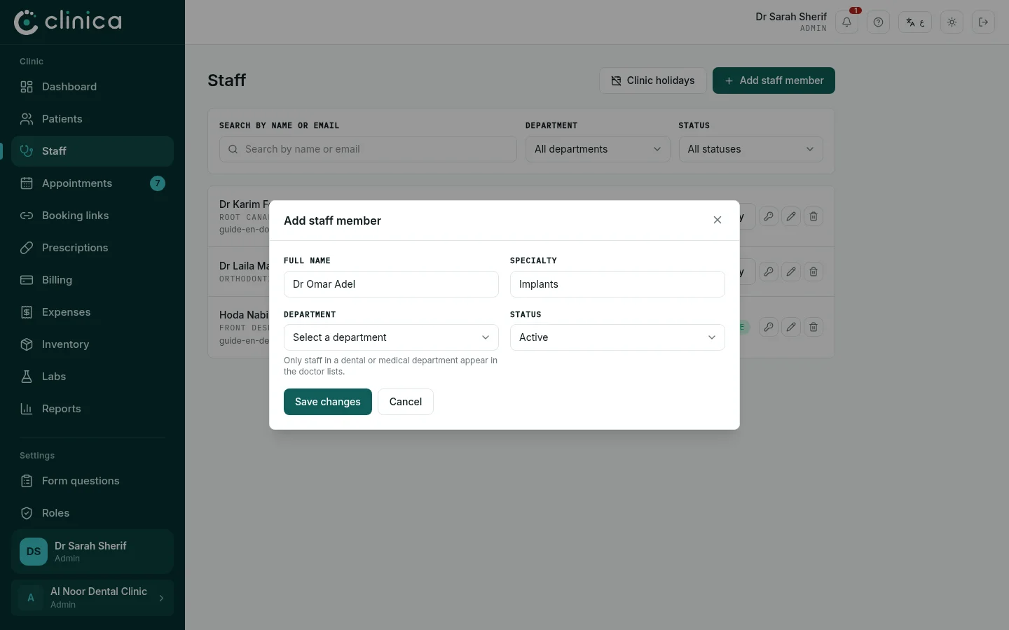 Add a member of staff
