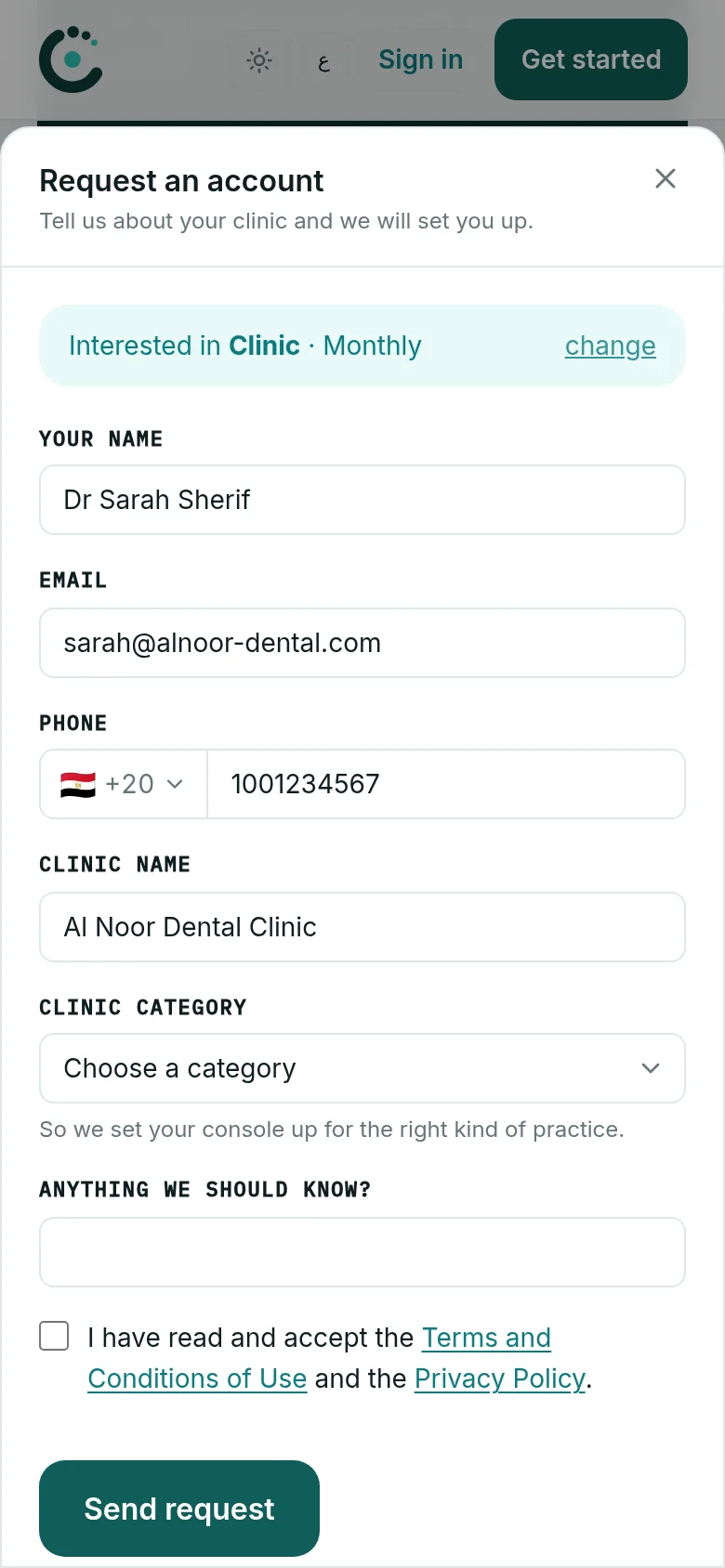 Send your request